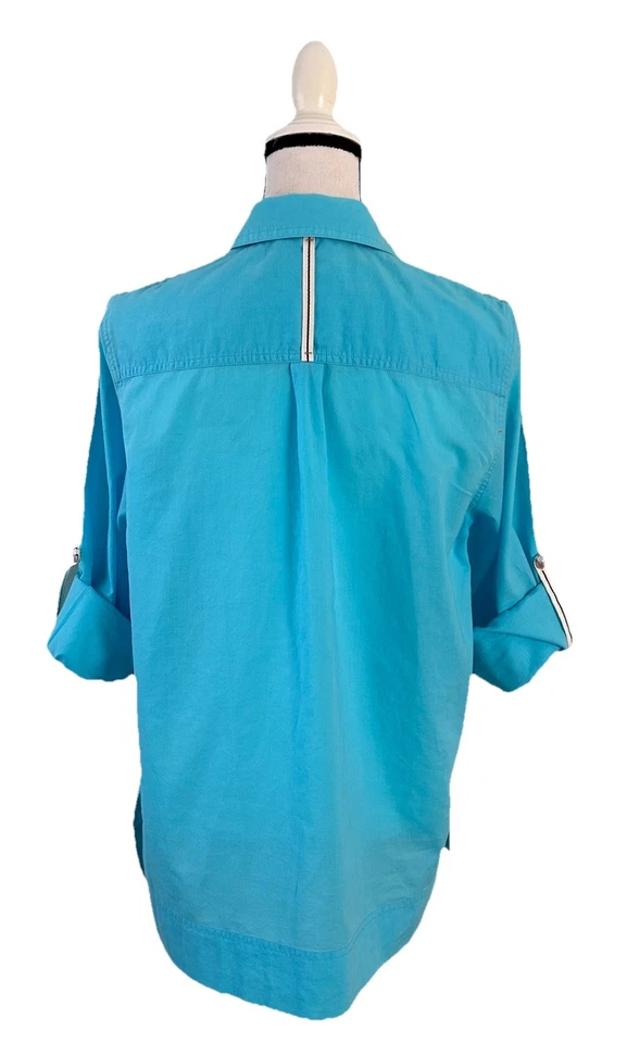 Blusa túnica Nautica Beach Coverup Resort Coastal 100 % algodón azul cielo talla M Foto 3 de 4