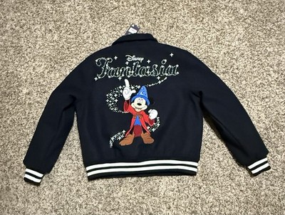 Disney Fantasia/Mickey Mouse Wool Varsity Mens Jacket (Black) Size