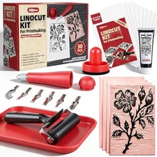 Joygineer Linocut Kit for Printmaking - Block Printing Kit with 4 Soft