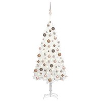 KüNstlicher Weihnachtsbaum Mit Beleuchtung & Kugeln Weiß 120 Cm