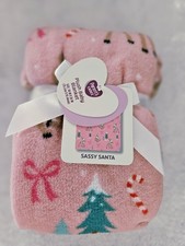 NWT Parents Choice Plush Pink Reindeer Deer Baby Blanket. 30" x 36"