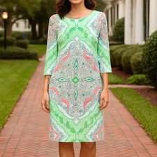NWT Banana Republic sz 6 paisley shift dress mint green / gray / white/