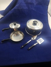 Vtg Revere Ware 2 Miniature Pan Copper Bottom Stainless Childs Toy lot of 6