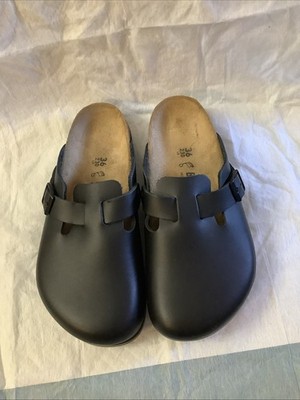 Birkenstock Boston Super Grip Unisex Leather Clog in Black Regular Size 36