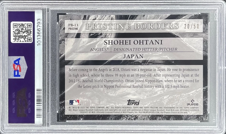 Shohei Ohtani RARE GOLD REFRACTOR /50 JAPAN SSP TOPPS CHROME NON AUTO ROY PSA 8 - Image 2 of 2