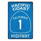 Vintage Metal Tin Sign Pacific Coast Highway Signs Retro Man Cave Decor