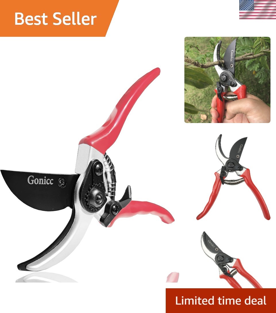 Durable 8" Hand Pruner - High Carbon Steel Garden Shears with Rust Protection