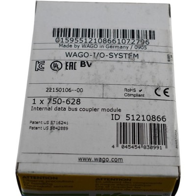 NEW WAGO 750-628 Internal Data Bus Coupler Module PLC I/O System 24VDC