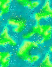 CLOTHWORKS - Basic Glitter By Laurel Burch - Gold Metallic - Dark Turquoise