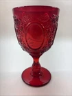 Madonna Inn Red Glass Goblet Wild Rose and Mirror Fenton LG Wright Water Stem