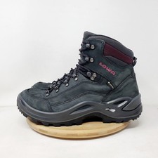 Lowa Renegade GTX Mid Boots Womens 7.5 Black Pink Hiking Vibram Gore Tex Shoes