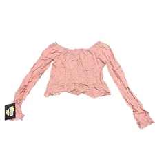 Art Class Girls Long Sleeves Ruched Waist Blouse Top Medium Size Coral Shirt