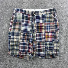 Vintage Polo Ralph Lauren Shorts Mens 36 Madras Plaid Cotton Pleated Chino