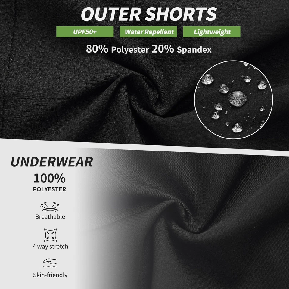 WOSAWE 2-in-1 Padded MTB Shorts Breathable Quick Dry Multi-pocket Cycling Shorts - Image 3 of 4