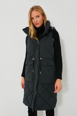 BARBOUR NWT $340 Black Orinsay Gilet Vest Jacket w/ Removable Hood Size 12 US