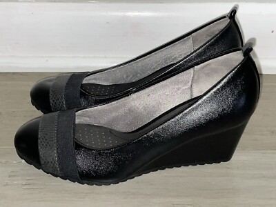 LIFE STRIDE Soft System Womens Size 6.5 Wide Slip-on 2.5'' Black Parigi Wedge NEW