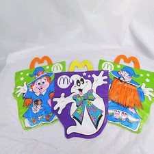 3 Vintage 90's McDonalds Halloween Vinyl Trick Or Treat Happy Meal Bags