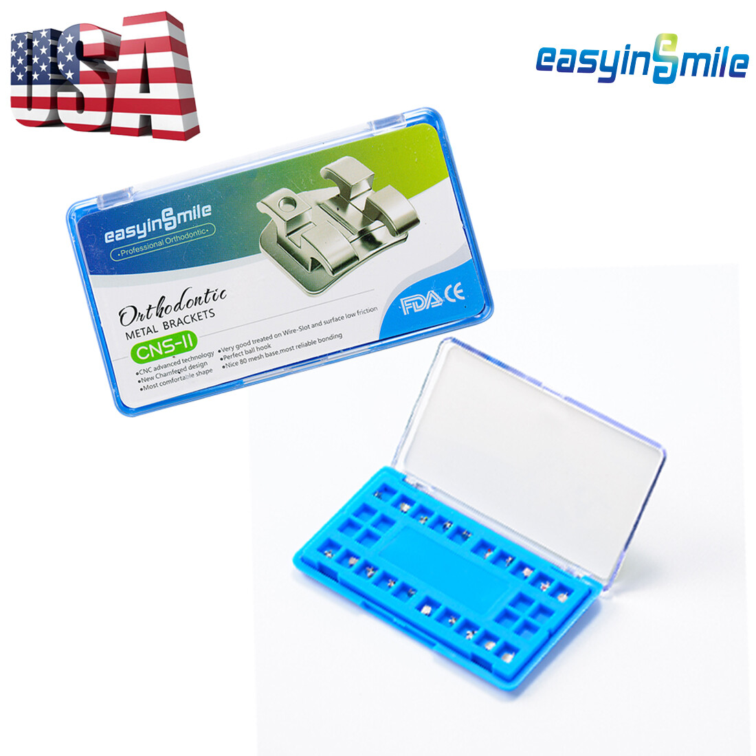 Brackets Orthodontiques USA II Mini Roth 022 Avec Crochet 345 - Lot De 5 Packs (20 Par Pack), Easyinsmile