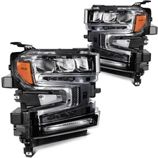 Pair LED Headlight w/Halogen Signal Lamp For 2019-2022 Chevy Silverado 1500