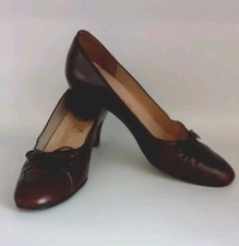 Salvatore Ferragamo Shoes Women 7AAA Brown Vintage Classic Leather Pumps Italy