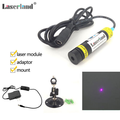 405nm 20mW Foucsable Blue Violet Dot Laser Diodenmodul + Adapter + Halterung - Bild 1 von 7