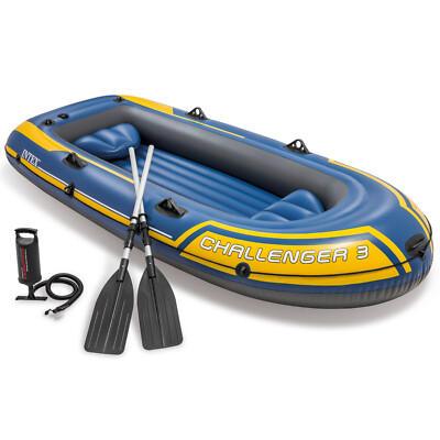Intex Challenger 3 Boot Set Schlauchboot Angelboot Ruderboot mit Paddel & Pumpe