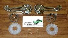 Window Crank Handles 8pc Kit 60-64 Chevy Chrome Knob w/Springs + Washers + Clips