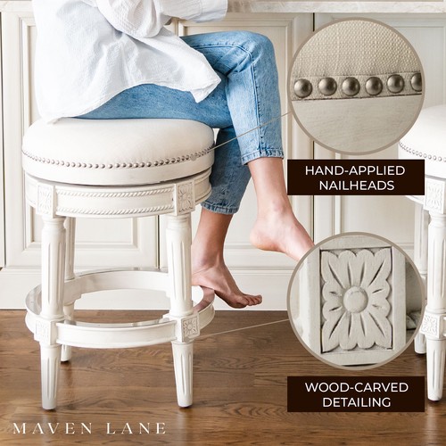 Maven Lane Pullman Backless Counter Stool in White Oak Finish, Set of 3 - Picture 2 of 6