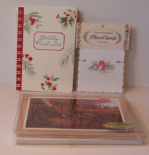 Vintage Stationery & Hallmark Holiday Card List Spiral Book and Rose Place Cards