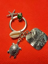 Beach Keychain Key Ring Valentines Gift Charms Bead Turtle Love Ocean Sea Life