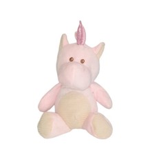 2018 Kellytoy Pink Beige Unicorn Rattle Crinkle Plush Toy 10"