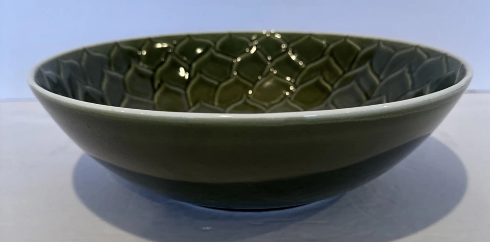 "Juego de servir ensaladera con utensilios cerámica y madera aguacate verde 10,5"" Italia" Foto 3 de 4