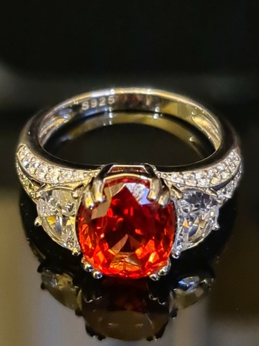 Natural Sapphire Orange 4.19Ct fine Gemstone ring. size L - Picture 7 of 12