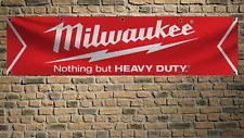 Milwaukee Power Tools 2x8 FT Banner Car Show Flag for Workshop Man Cave Wall