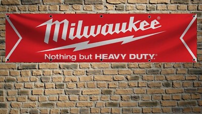 Milwaukee Power Tools 2x8 FT Banner Car Show Flag for Workshop Man Cave Wall
