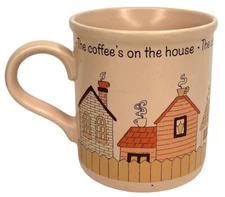 American Greetings Designer Collection  Stoneware Mug Coffee’s On House Preown