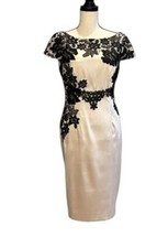 Adrianna Papell Black Cappuccino Lace Cocktail Dress Size 6 $149
