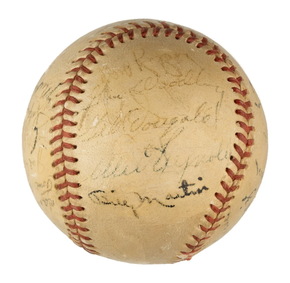 1952 New York Yankees World Series Champs Team Signed Baseball Mickey Mantle JSA - Image 4 of 4