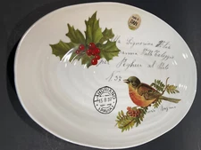 Serving Platter Italy Classic Deruta Forest Bird Ceramica Cuore Landriano Pavia