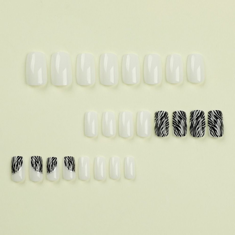 French Fake Nials Long Square Press on Nails Fashion Nail Tips Women