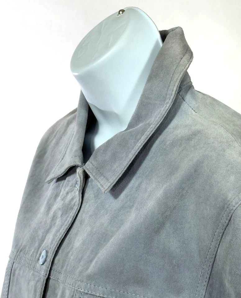 Blazer chaqueta de cuero de gamuza azul grande Bernardo para mujer Foto 4 de 4