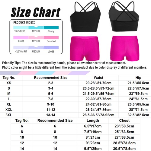 Kids Girls Set Asymmetrical Suit Strappy Outfits Beachwear Dancewear Running - Picture 47 of 64