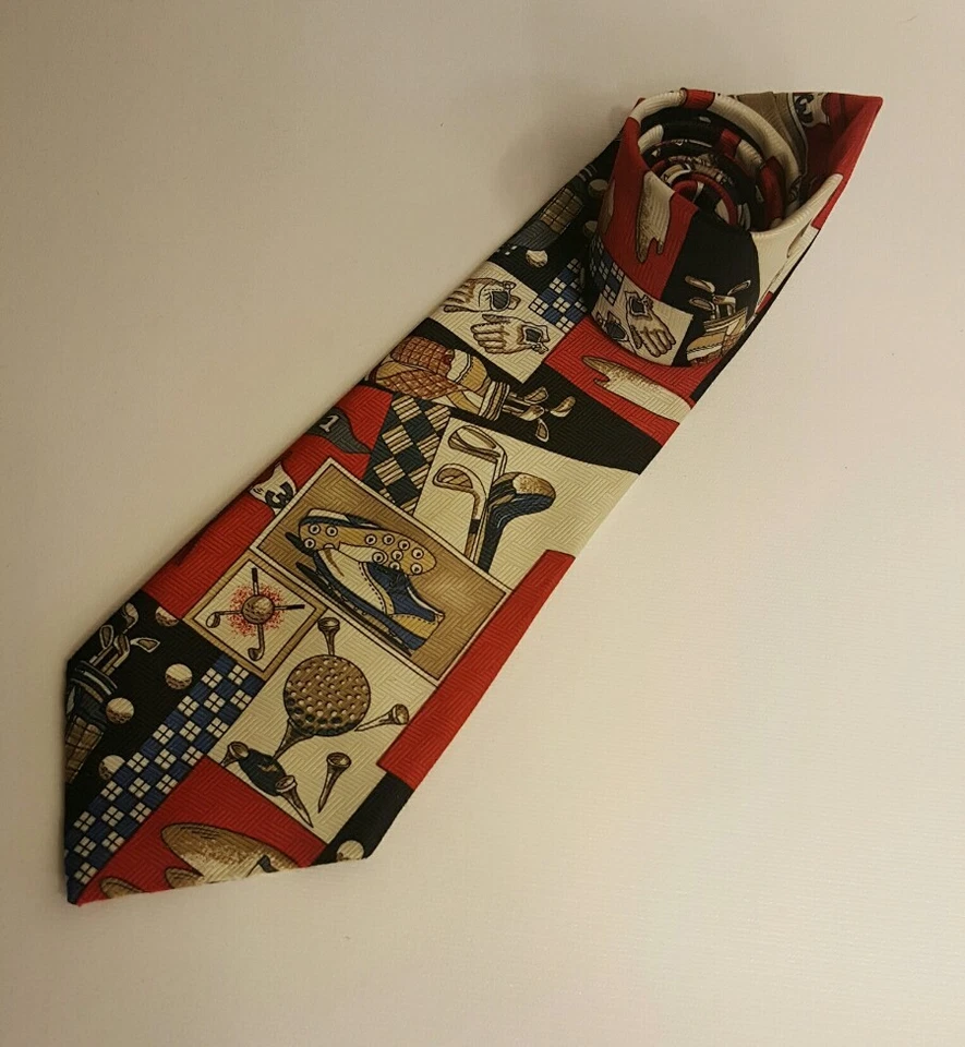 Camiseta deportiva Empire High Fashion para hombre corbata roja azul palos de golf pelotas de golf Foto 2 de 4