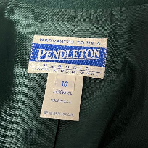 Pendleton klassischer grüner Wollblazer mit gekerbtem Kragen und einem Knopf Größe 10 - Bild 6 von 7