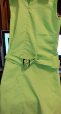 Metro Style Belted Lt Green Sleeveless Knee Length Dress Size 8 (N 1052)