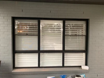 Window Black Aluminium With White Plantation Shutters Building