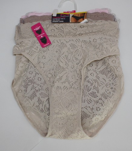 NUEVO CON ETIQUETAS Juego de 3 Bragas MAIDENFORM Ajuste Perfecto PIERNA ALTA ENCAJE BEIGE MOCA ROSA - Imagen 2 de 6