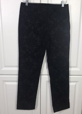VTG Y2K INC International Concepts Pants 6P Mob Wife Black Flocked Straight Leg
