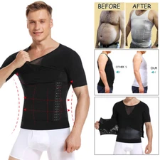 Men's Slimming Body Shaper Vest T-Shirt Compression Tank Tummy Control Shapewear