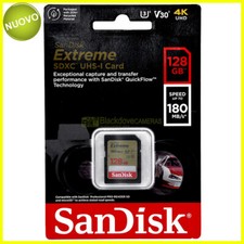 Sandisk Extreme SDXC UHS-1 card 128Gb 180Mb/s. Scheda di memoria SD. 4k UHD